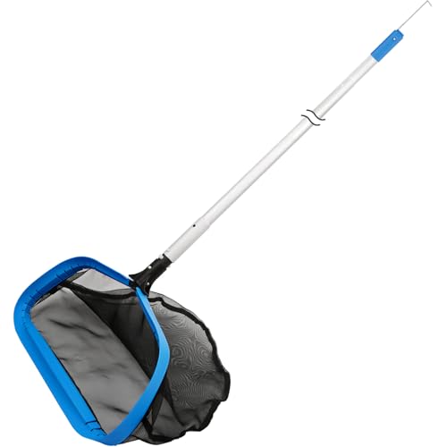 17.5 Self-repair Pool Net with Pole 10 Ft Thick Aluminum 8 Sections Detachable Pool Poles with Hidden Hook Retriever & Nylon Fine Mesh Netting Pool Skimmer Net for Above Ground In-ground Pools