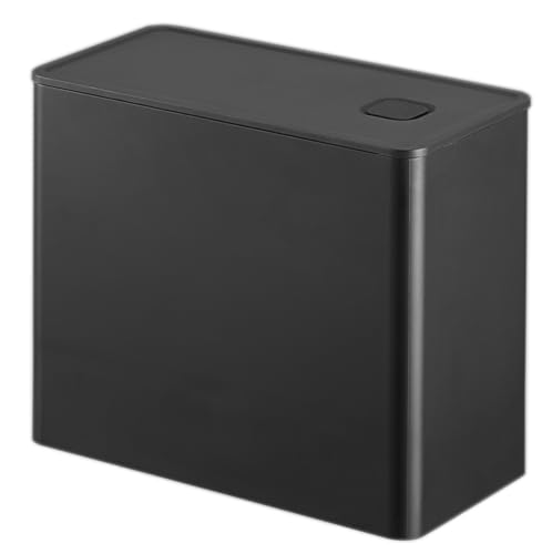 Yamazaki 6908 TOWER Luftdichter Kaffeebehälter, schwarz, Polypropylen/Silikon, minimalistisch, 18.4 x 9.2 x 15.4 cm