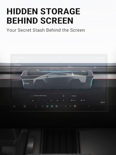 Image of Motrobe Behind Screen Storage Tray for Tesla Cybertruck Accessories 2024 2025 2026 Accessories Dashboard Hidden Storage Tray Center Console Organizer Silicone Sunglasses Holder Phone Holder