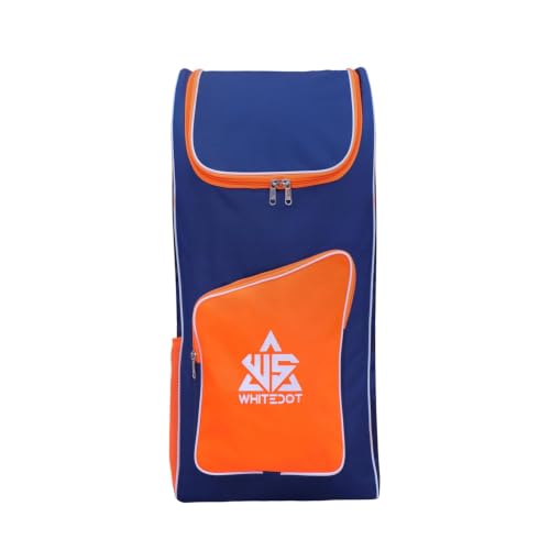Image of WHITEDOT SPORTS Teal Cricket Kitbag - Navy Blue & Orange | Large Capacity Backpack Duffle with Separate Bat Pocket | Stylish & Durable Cricket Equipment Bag for All Players