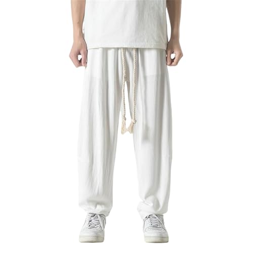 Pantalon sarouel coupe ample homme lin style chinois léger