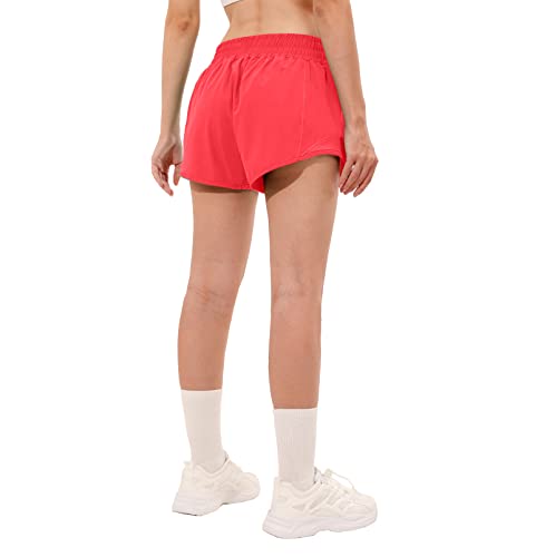 Image of Aurefin High Waisted Athletic Shorts for Women, Womens Plus Size Running Workout Shorts with Liner and Zip Pocket 4 inch