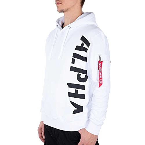 ALPHA INDUSTRIES Herren Side Print Hoody Kapuzenpullover, White, M