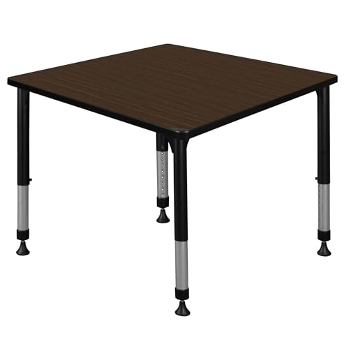 Regency Kee 36 in. Square Height Adjustable Classroom Activity Table- Neo Walnut Top & Black Base