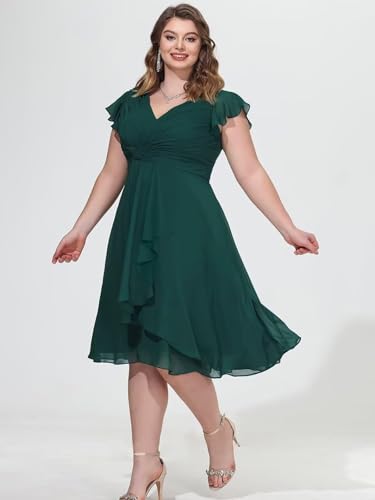 Chiffon Summer Dresses for Women 2025 Ruffle Short Sleeves Wedding Guest Dresses for Women Midi Plus Size Dresses4