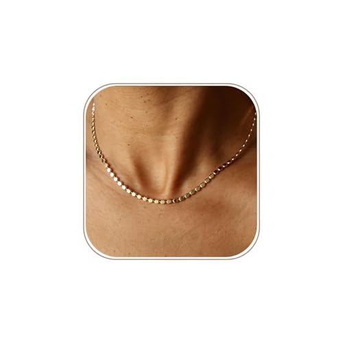 Hothrty Gold Necklace for Women, Dainty Trendy 14k Gold Plated Waterproof Choker Necklace Single...
