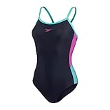 Speedo Damen Dive Thinstrap Muscleback Badehose, Marineblau/Orange (True Navy/Neon Orchid/Til, XL