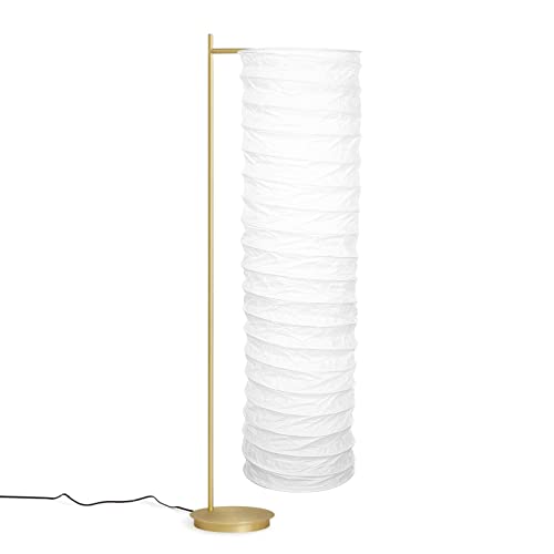 Paper Floor Lamp Shade Rice Paper Standing Light Cover Modern Japanese Style Light Bulb Cage Guard for Room Bedroom Hotel (White) - Image 3