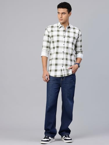 Image of Majestic Man Men Comfort Slim Fit Pure Cotton Tartan Checked Casual Shirt