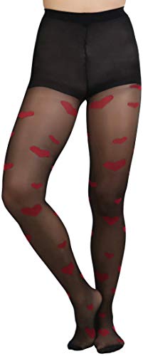 Image of ToBeInStyle Women's Valentine Day Themed Opaque Sheer Pantyhose w /Heart Love