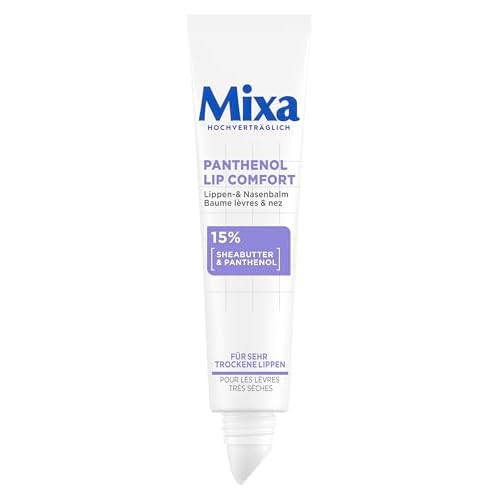 Mixa Panthenol Lip Comfort Lippen- & Nasenbalsam – SOS Pflege mit 15% Sheabutter & Panthenol für sehr trockene Lippen & Nase – Mildert Irritationen, Rauheit & beugt Trockenheit vor, 10ml