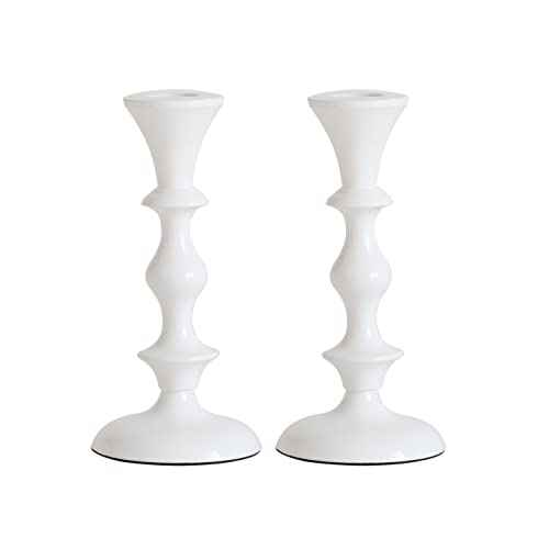 Rely+ White Candle Holder Set of 2 - Color May Vary White or Silver - Decorative Taper Candles for Candlesticks - Candle Stick Candle Holder -Candlestick Holders for Taper Candles