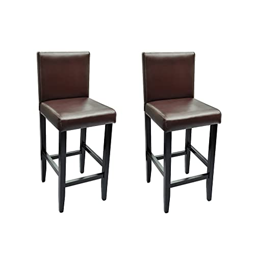 TGBSOG Taburetes de Bar, 41 x 45 x 108 cm, Altura del Asiento 75 cm, Cuero Sintético Marrón Oscuro, Patas de Madera, Juego de 2