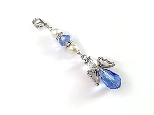 Daughterâ€™s Wedding Day Gift Charm, Gift for the Bride, Sisterâ€™s Wedding Day Gift, Something Blue Glass Wedding Bouquet Angel w/Card Wedding Dress Charm, Angel Gift, Gift Bride To Be, Wedding Blessing