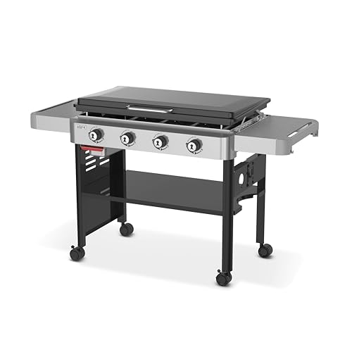 Image of Weber 36 inch 4‑Burner Liquid Propane Griddle, Black - Pre‑Seasoned Rust‑Resistant Carbon Steel Cooktop with 500F+ Heat Capacity & Weber Works Compatibility for Outdoor Grilling