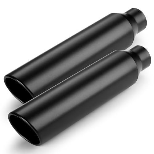 Image of 2PCS Exhaust Tip 2.5 inch Inlet 4 inch Outlet 17 inch Long, High Performance Stainless Steel, Peel-Resistant Black Powder Coated, Rolled Angle Cut, Bolt-On Diesel Tail Pipe, Universal for Car Truck