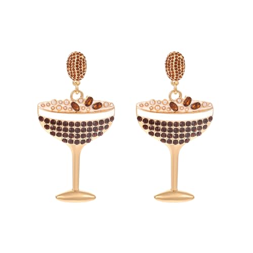 Madison Tyler Espresso Martini Earrings for Women | Gold Plated Dangle Earrings | Fun Drink Dangle Earrings for Women Jewelry Gifts