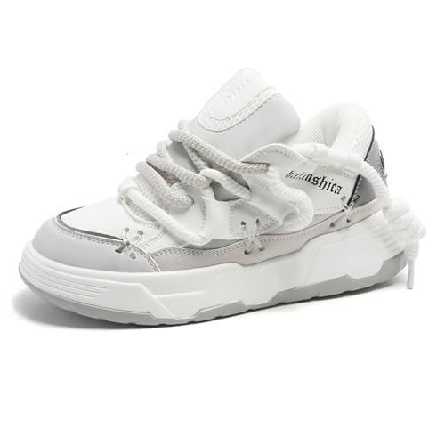 Couple's Faux - Leather Chunky Sneakers, Lightweight and Breathable. Suitable for Walking, Tennis, Running, with Height - Increasing Design. Perfect for Casual and Stylish Looks.