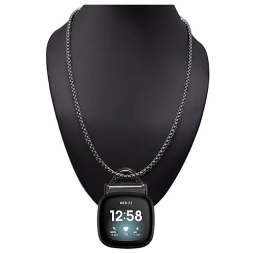 Stainless Steel Necklace Compatible with Fitbit Versa 4/Versa 3/Sense 2/Sense Necklace Clip Chain Pendent Adapter - Image 6