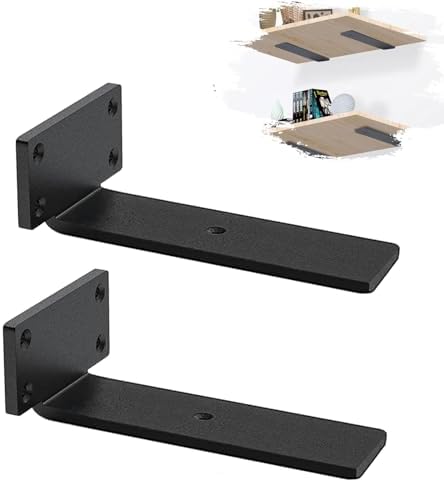 MLOQI 2 stück Regalhalterung Schwarz, Regalwinkel Schwerlast, Regal