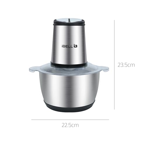 Image of IBELL MT200SPRO Electric Chopper with 2-Yr Warranty, 700W Powerful Motor, 2L SS Bowl, Multipurpose Food Processor for Meat, Vegetables, Fruits & Nuts, with Garlic Peeler & Egg Whisker (Silver).