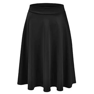 EIMIN Women’s Basic Versatile Stretchy Flared Casual Midi Skater Skirt (S-3XL)