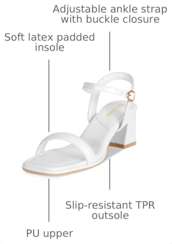 Image of Women's Chunky Block Heeled Sandals Open Toe Strappy Heel | 2.56 Inches Open Toe Ankle Strap Block High Heel Sandal Dress Dancing Sandals Daily Work Party Shoes