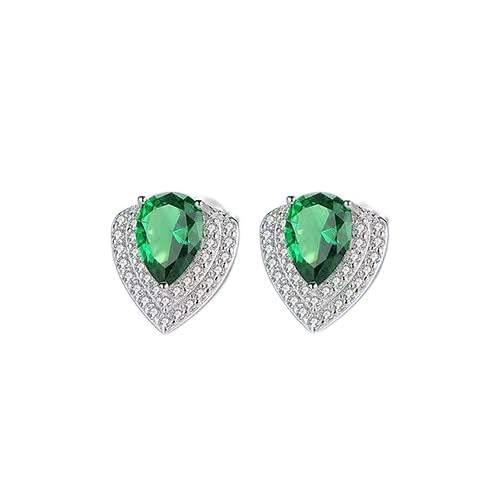Boucles d'oreilles argent Sterling femmes pavé cœur zircone cubique vert