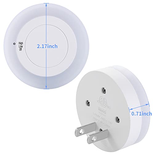Qitim 4 Pack Plug In Night Light With High/Low/Off Switch, Led Manual Nightlight Max 20 Lumens, Indoor For Hallway, Bedroom, Kids Room, Warm White, Energy Efficient, Etl Listed #TOP7