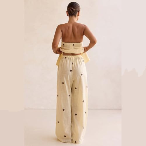 Ensemble bustier et pantalon large taille haute pour silhouette élancée