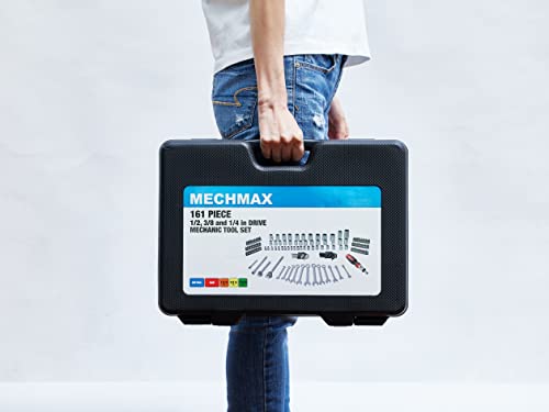 Mechmax Mechanic Tool Socket Set 1/2, 3/8 And 1/4 Inch Drive Sae & Metric Size, 161 Piece With Tool Box Storage Case For For Home, Household, Garage, Bike, Car Trunk, Automotive, Mechanic Projects #TOP7