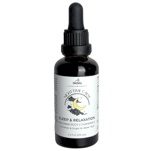 Herbity Parent Nighttime Calm – Valerian & Chamomile Sleep Drops with Cinnamon & Ginger – Alcohol-Free Herbal Tincture for Relaxation & Wind-Down (3.4 fl oz) (3.4 oz)