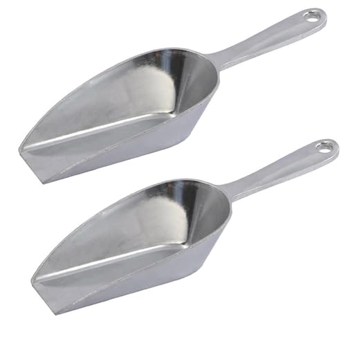 Ice Scoop, 2 Pack Square Mouth Aluminum Alloy Supermarket Bar Multi-Function Food Shovel Ice Spoon 6”