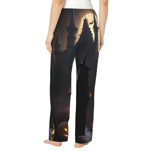 Pantalon de pyjama gothique femme Halloween imprimé vêtement de nuit thermique doux
