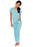U.S. Polo Assn. Womens Pajama Set - Short Sleeve PJs with Jogger Pajama Pants - Lounge Set (Mint...