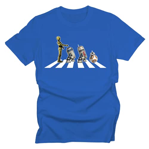GP-Tees Abbey Road Droids Space Wars Sci Fi Movie Film Inspired Premium Quality Modern Fit T-Shirt Top for Men (Royal Blue - Small)