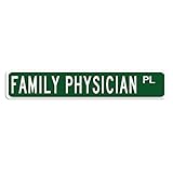 Familienarzt-Straßenschild, hochwertiges Straßenschild, Familienarzt-Geschenk, Metall-Blechschild für drinnen und draußen, Bar, Café, Restaurant, Geschäft, Wanddekoration, 7,6 x 45,7 cm