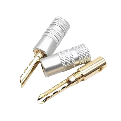 Connecteur Banane en cuivre plaqué Or 24K de 4mm dentelée pour bornier d'enceinte hi-fi