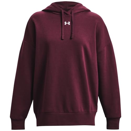 Under Armour Rival Fleece Hoodie Femme Large - Sweat Capuche Ample Molleton Bordeaux
