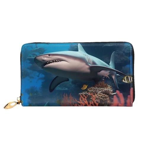 Porte-cartes de crédit Submarine Shark Coral grand portefeuille zippé pour femme