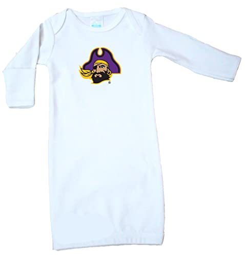 East Carolina ECU Pirates Baby White Layette Gown 0-3 Months