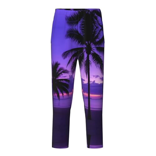 Pajama Pants Pajama Bottoms with Elastic Waistband Sleepwear Lounge PantsBeach Coconut Tree Sunset