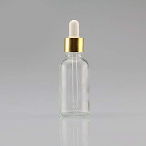 Aland Cosmetic Bottle,Mini 5ml-100ml Transparent Glass Reagent Liquid Pipette Empty Cosmetic Bottle Transparent + Golden + White 30ml