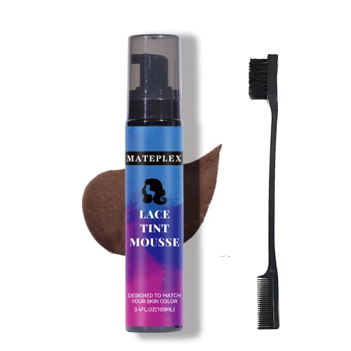 Lace Tint Mousse for Wigs Melt, Dark Brown Lace Tint Spray for Lace Wigs, Lace Tint Melting Foam with 1 Edge Brush