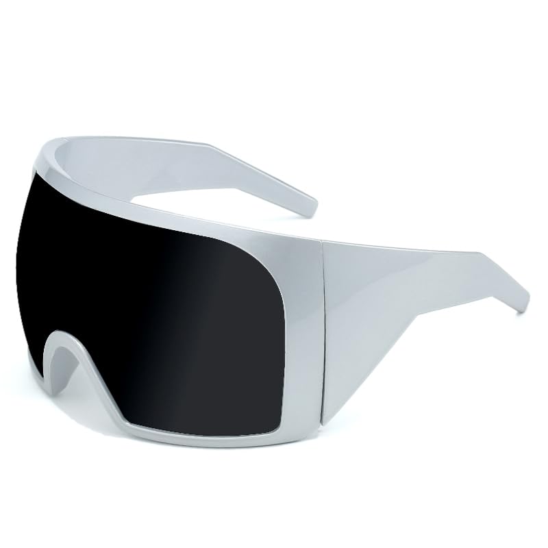 Wrap Around Oversized Sunglasses for Women Men Cool Futuristic Rave Trendy Sunglasses Big Curved Shield Sun Glasses