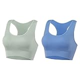 AMRIY Racerback Sports Bras for Women Medium Support Padded Bra Supportive Compression Seamless Wome