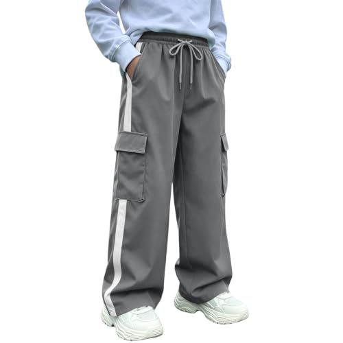 Boys Cargo Pants Baggy Wide Leg Elastic Waist Drawstring Chino Husky Pants - image 6