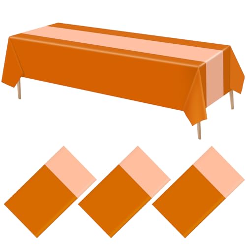 VitalCozy 3 Pcs Plastic Disposable Table Covers 51x108,Burnt Orange
