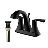 Karran Randburg KBF526 2-Handle Two Hole Centerset Faucet Bathroom Faucet with Matching Pop-up Drain in Matte Black