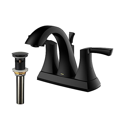 Karran Randburg KBF526 2-Handle Two Hole Centerset Faucet Bathroom Faucet with Matching Pop-up Drain in Matte Black